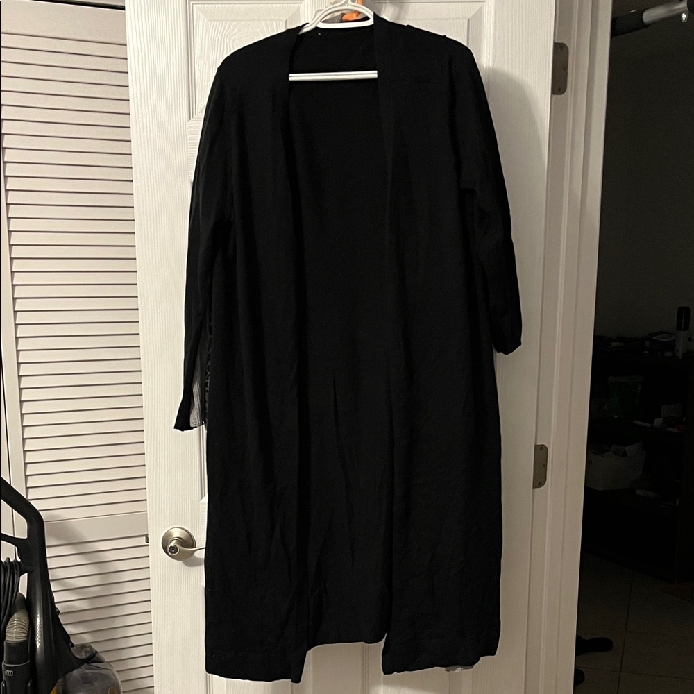 Black Long Open Cardigan